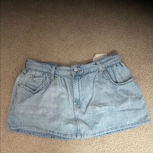 We The Free Light Blue Denim Mini Skirt